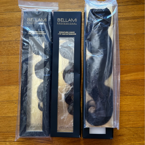 Bellami 16in Hair Extensions - 1 Weft & 2 I-Tip Natural Body Wave Off Black - Picture 3 of 10